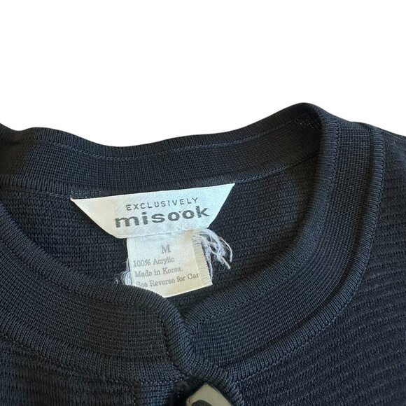 Exclusively Misook Long Length Black Cardigan Sweater Button-Down Stretch Medium - Picture 3 of 11